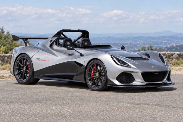 Lotus 3-Eleven Type 123 specs: 410 hp, 410 Nm torque, 3.5L supercharged V6, 3.3-sec 0–60 mph, 280 km/h top speed, 6-speed manual, RWD, and 3.4-sec 0–100 km/h.