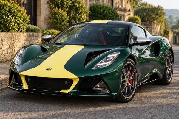 Lotus Emira Clark Edition Type 131 specs: 3.5L engine, 400 hp, 4.3-sec 0–100 km/h, 290 km/h top speed, 420 Nm torque, 6-speed manual, and RWD.